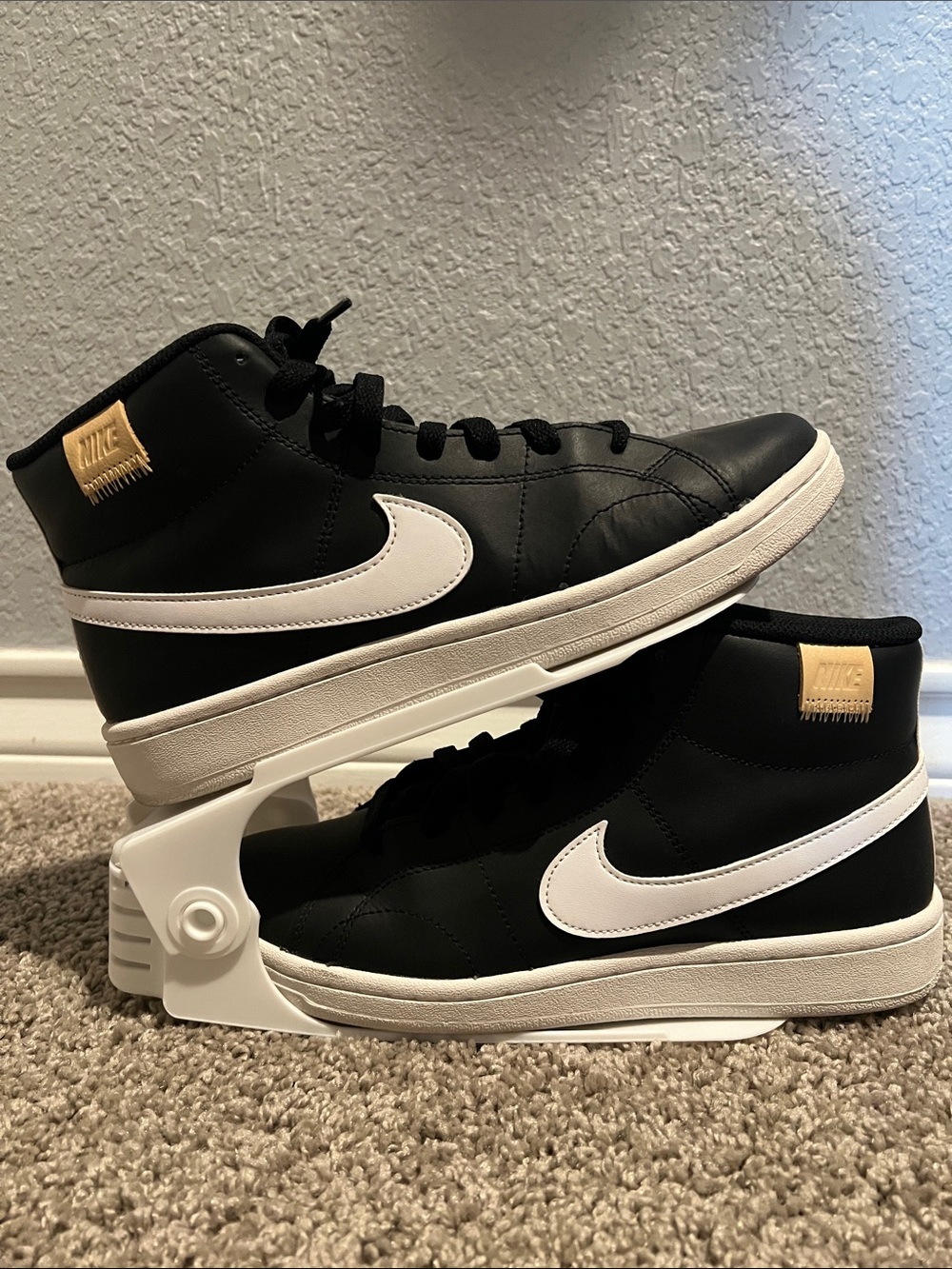 Nike Women’s Mid-Top Sneakers - Black/White with Tan Patch